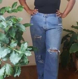 Plus size distressed boyfriend jeans
